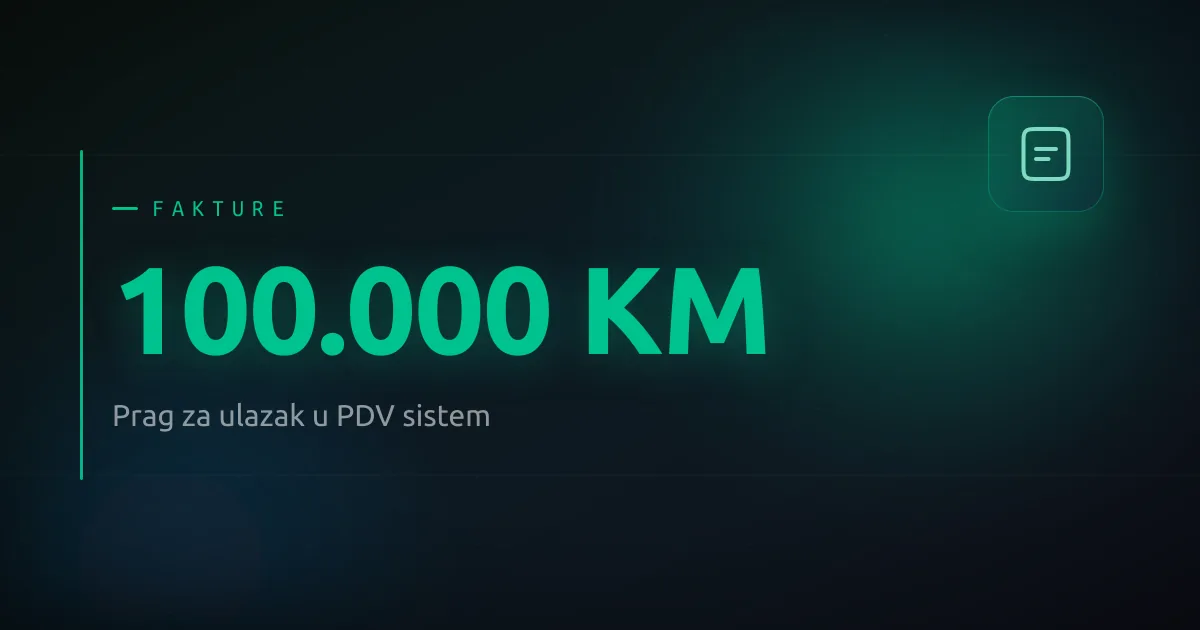 Prag prometa za obavezni ulazak u PDV sistem u BiH je 100.000 KM.